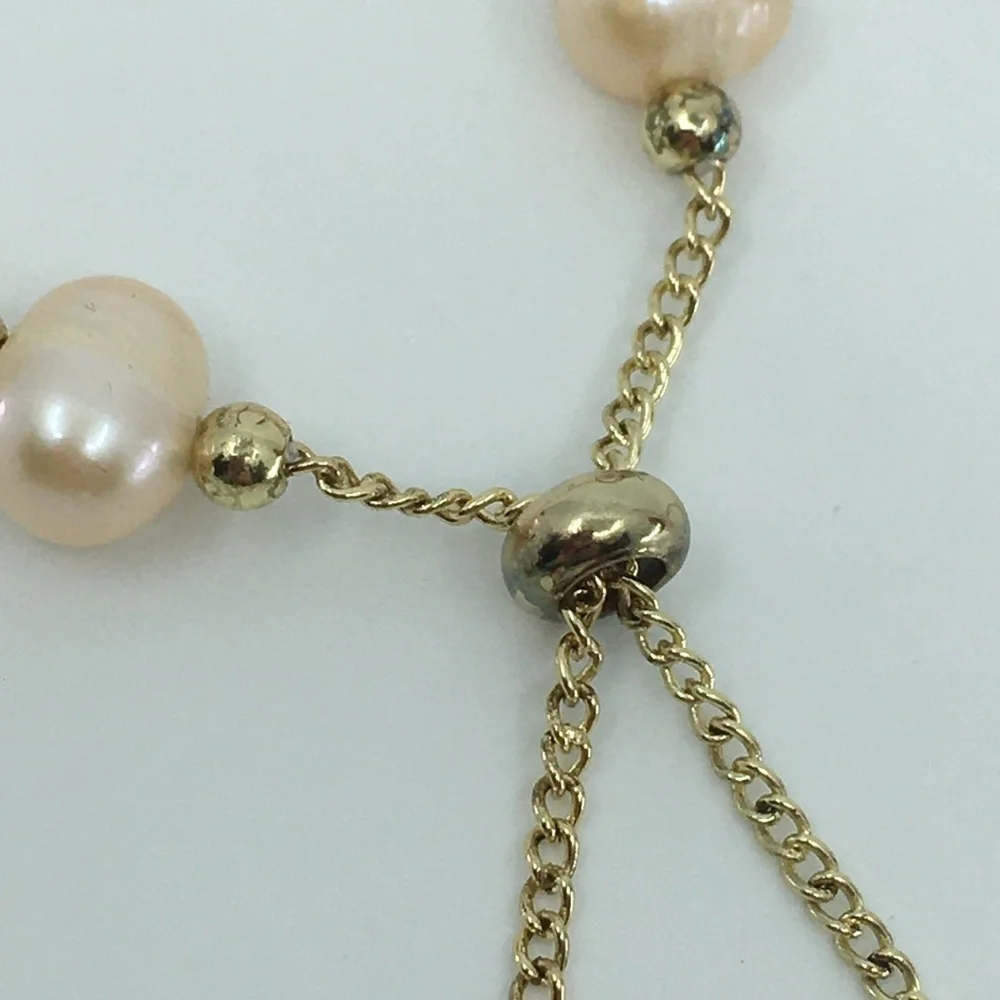 18k Gold Plated Freshwater Pearl Bracelet Anklet NEW in Original Box Adjustable